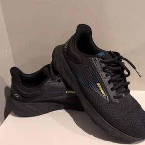 Brooks Anthem 6 Men US 9 Running Shoes Black Yellow Blue Athletic Sneakers